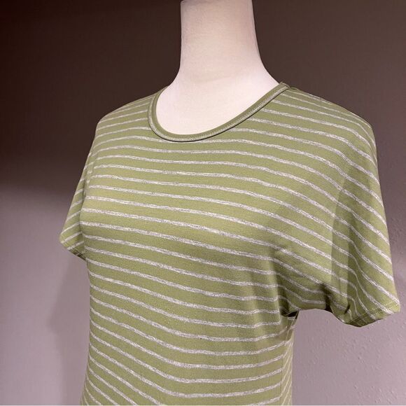 LuLaRoe Maria Maxi Dress Green Gray Striped Print Size XS Extra Small - Picture 2 of 11